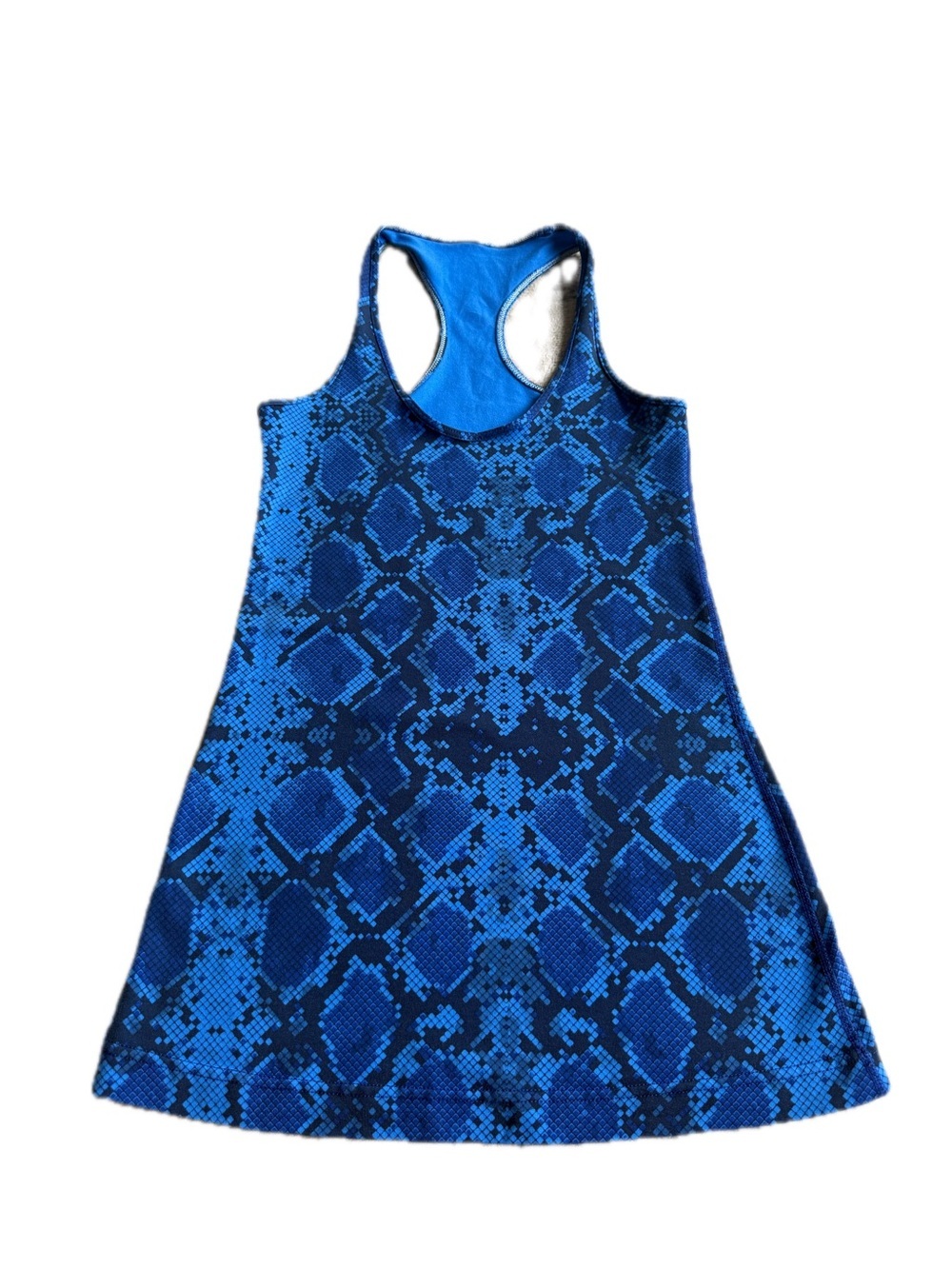 Lululemon Cool Racerback Tank Top Blue Sapphire & Black “Mini Ziggy Snake” Print